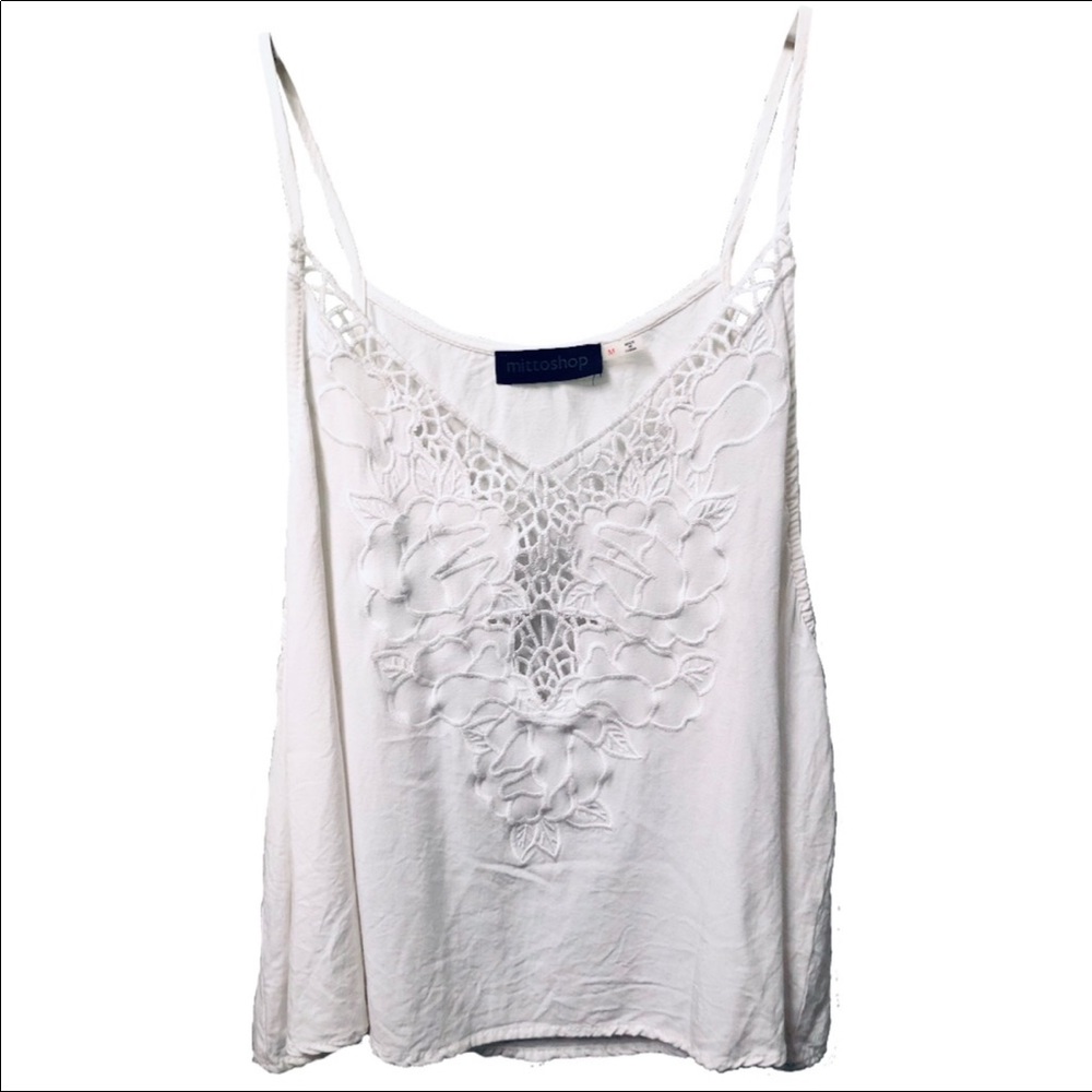 White Cutout Tank w/ Floral Design
